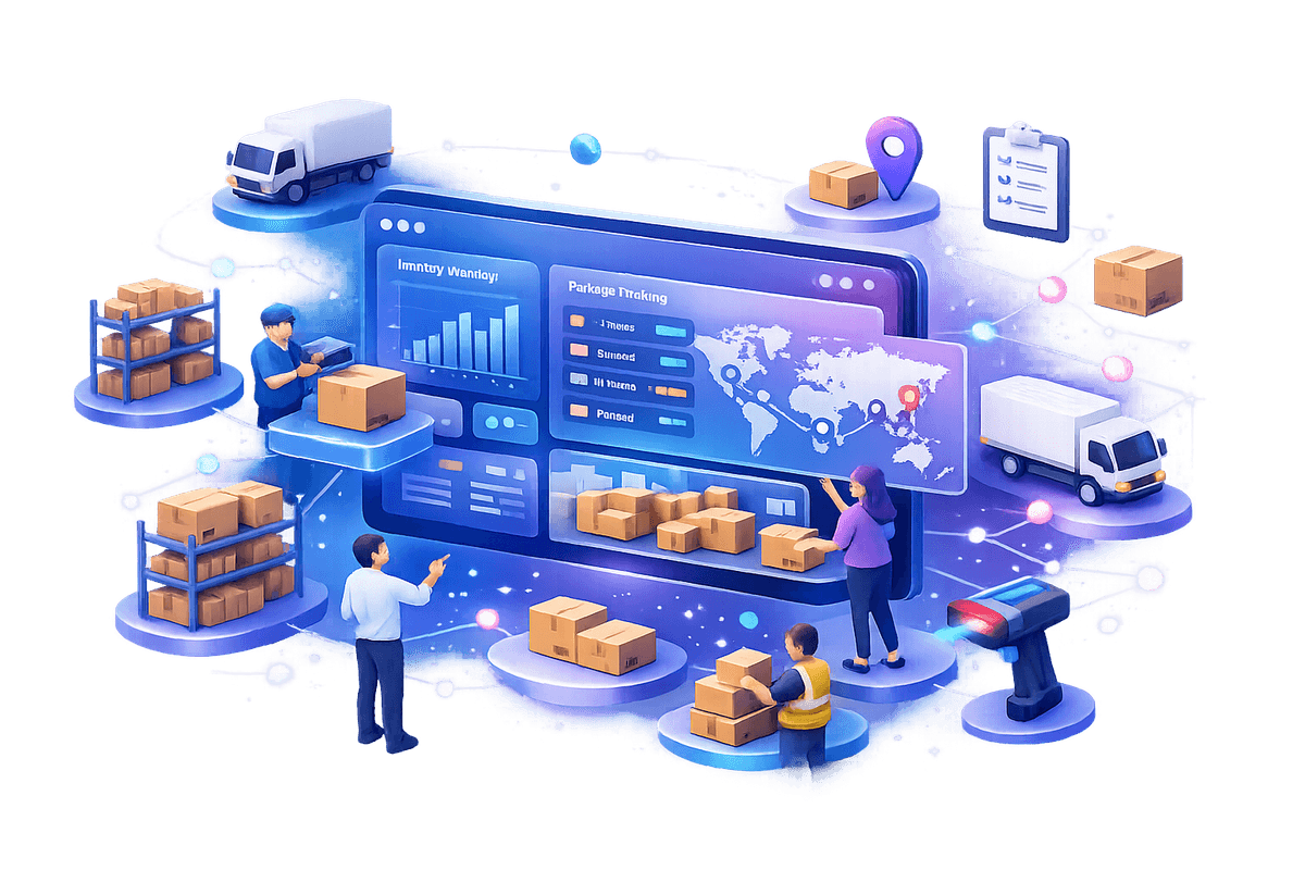 Warehouse management illustration